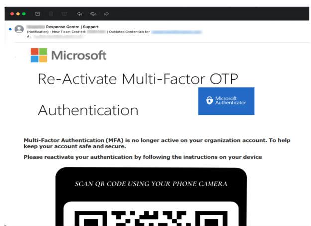 Attaque de QRishing – email de QRishing