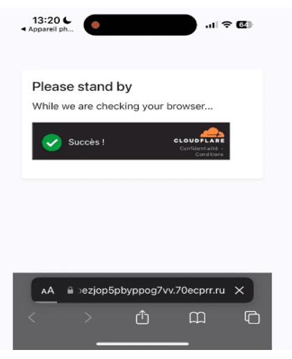 Attaque de QRishing – page Web du faux contrôle de sécurité