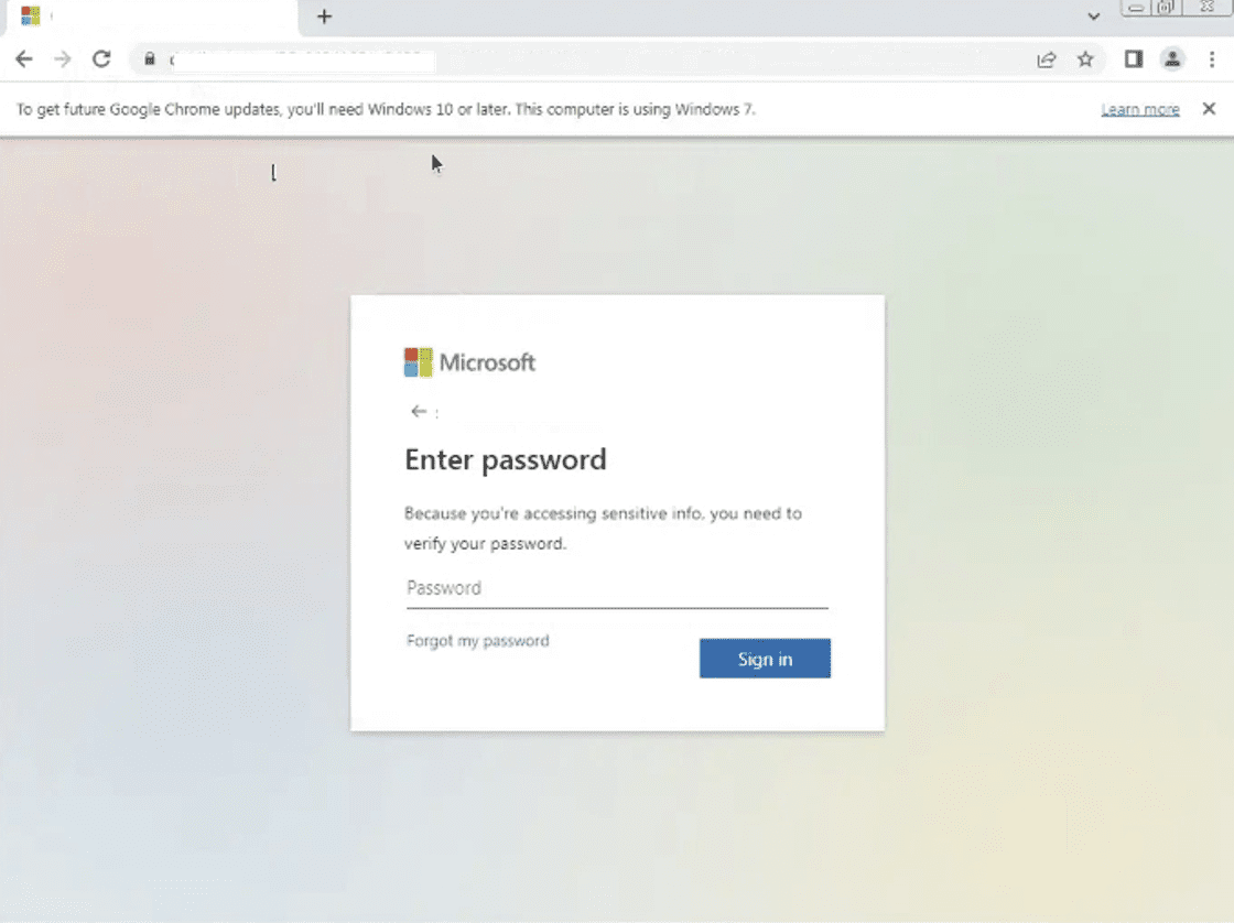 Microsoft phishing – Microsoft 365 destination phishing page