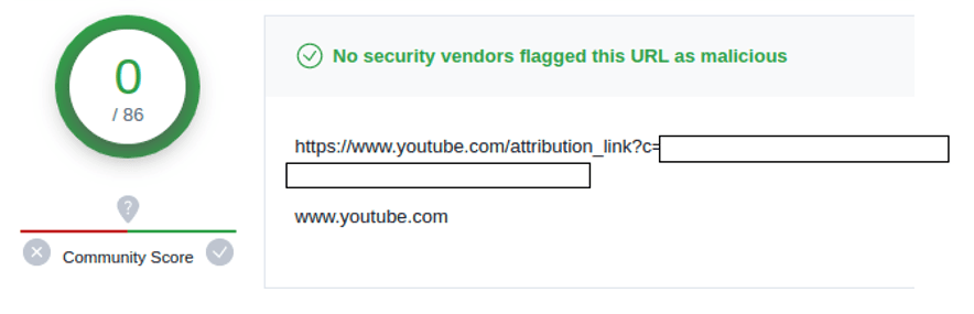 phishing and malware trends - YouTube attribution link as malicious on VirusTotal.