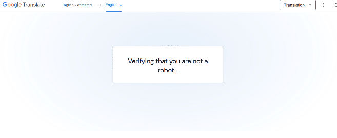 Fake verification webpage google translate
