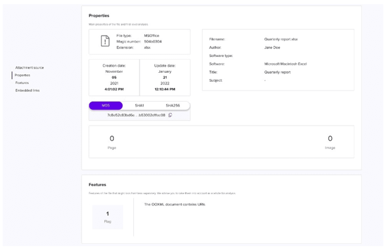 Analyse des malwares – File Inspector dans Vade for M365
