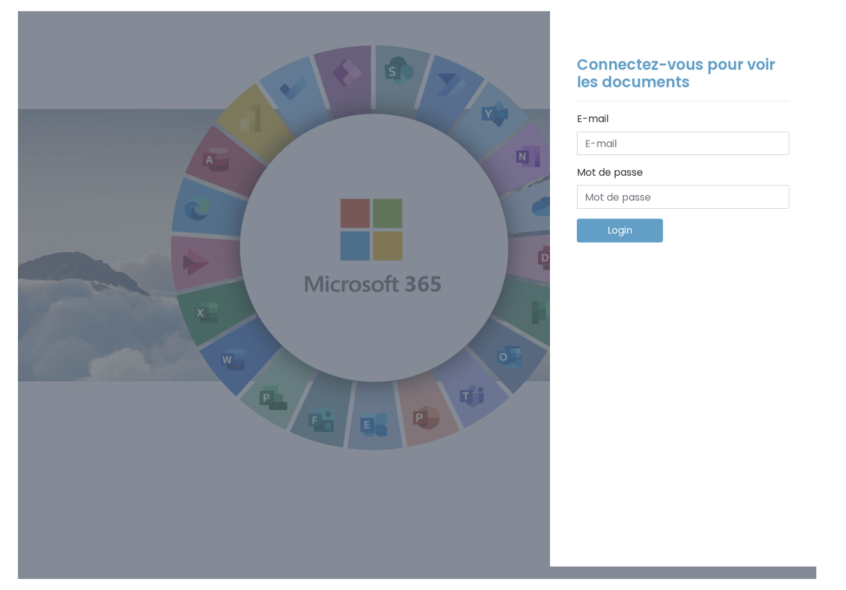 Exemple de fausse page de connexion OneDrive