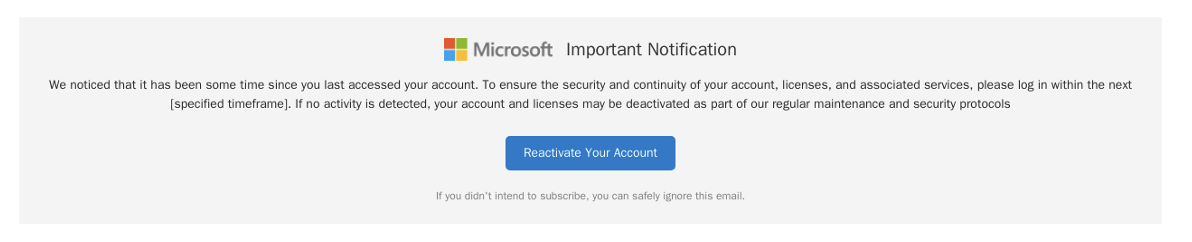 Exemple de phishing par “réactivation de compte”