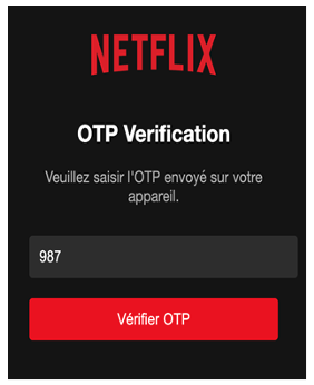 Fausse page OTP (Mot de passe à usage unique)