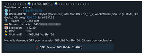 Informations de paiement dans Telegram