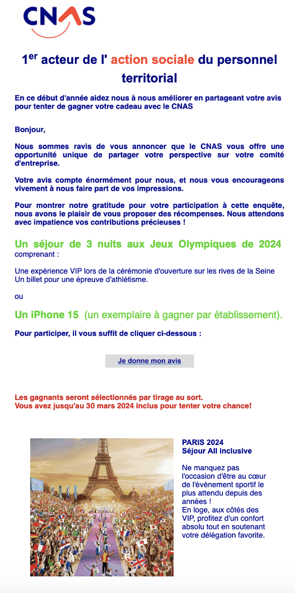 Phishing  lottery scam CNAS 1