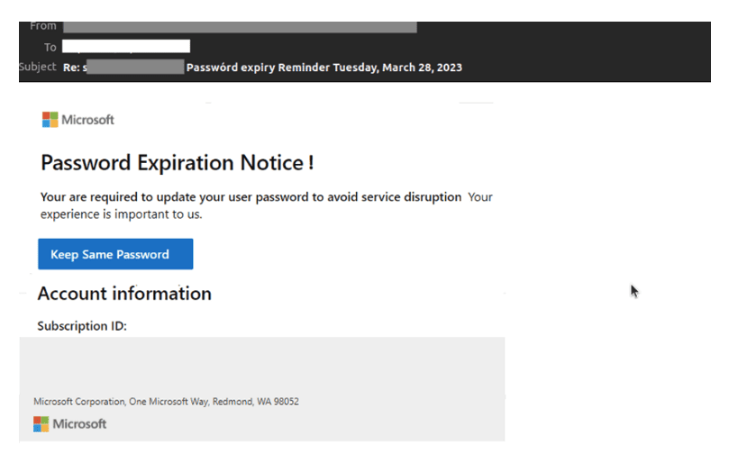 w to spot a phishing email – M365 phishing email detected by Vade 