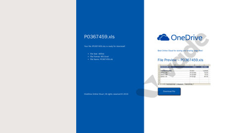 Microsoft et cybersécurité - Phishing Page One Drive