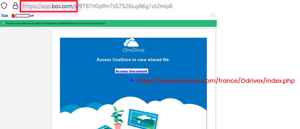 Microsoft cybersecurity - intermediary webpage used in phishing attack