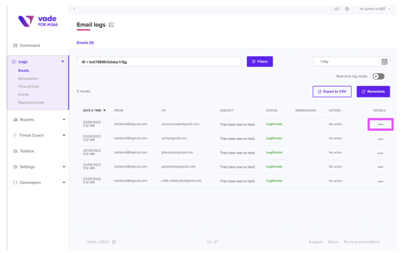 フィッシングを防ぐ方法--Vadeパートナーポータルのメールログ