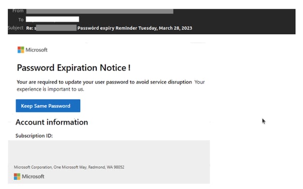 Comment reconnaître un email de phishing : email de phishing M365 détecté par Vade 
