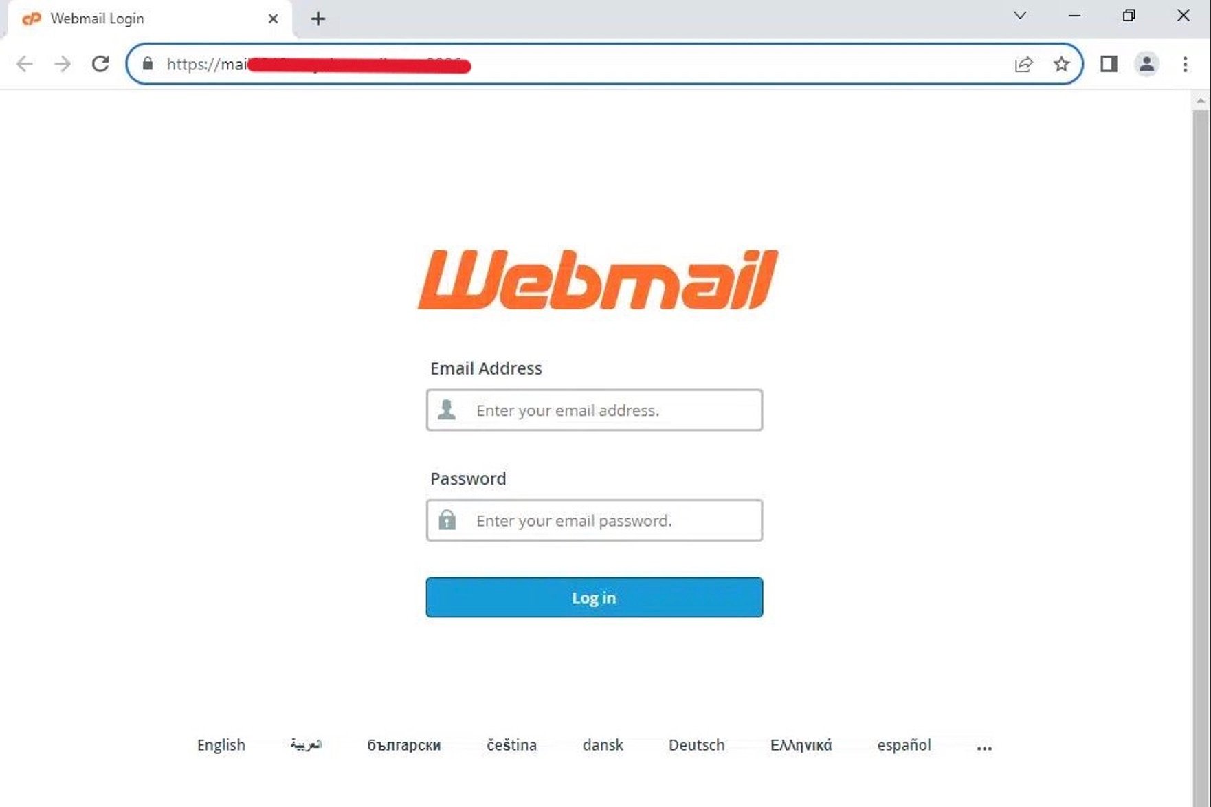 Fake cPanel WebMail login page 