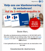 Sample Carrefour email from new phishing attack