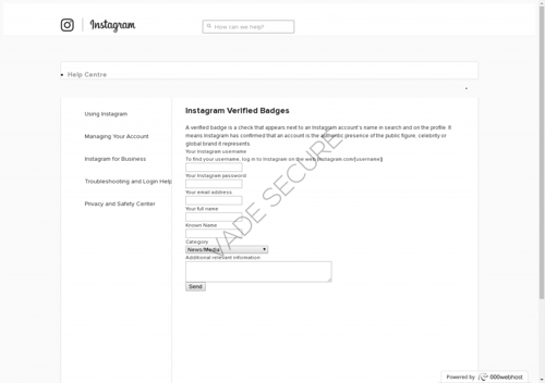 Instagram Phishing Page: Verified Badge Scam