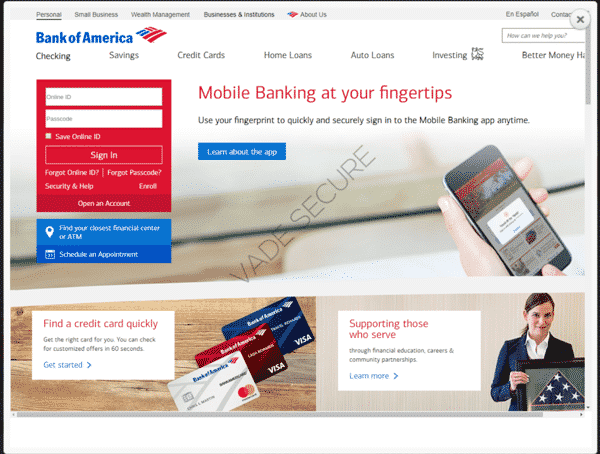 phishing pour Bank of America