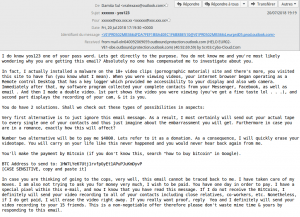Sextortion scam email example