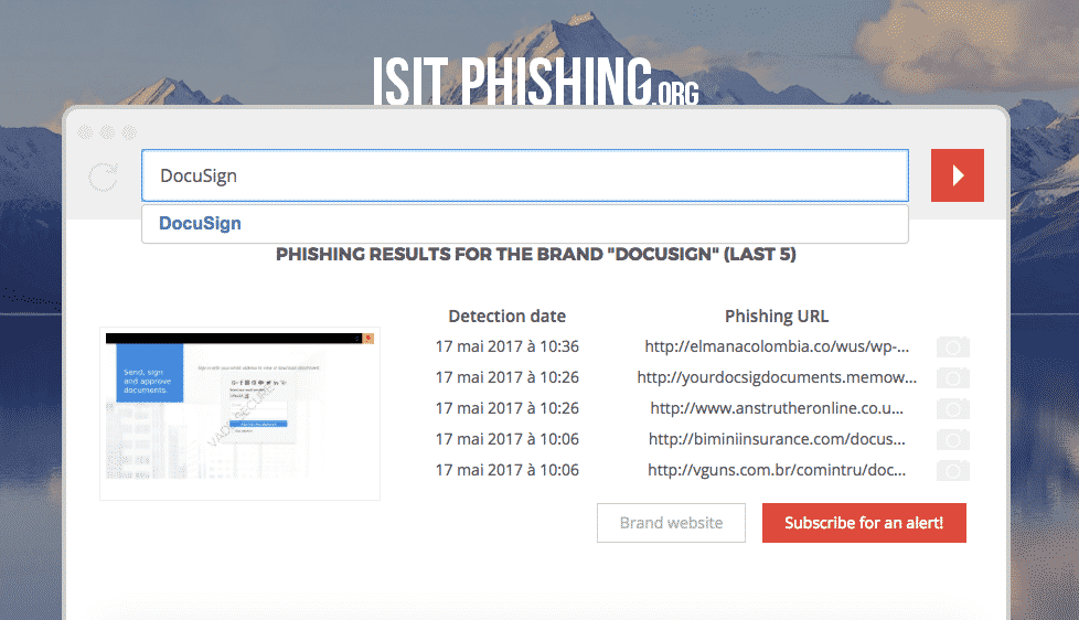 Attaque de phishing - Docusign phishing