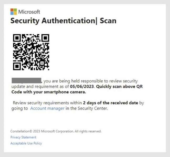 フィッシング--MicrosoftになりすましたQuishingメール