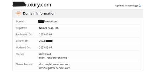 supply chain attack - Spoofed domain information on Whois.com