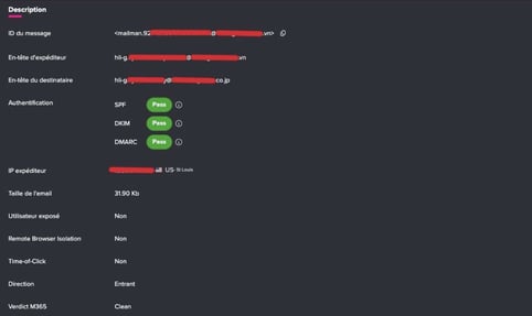 Journal des emails de Vade pour la menace