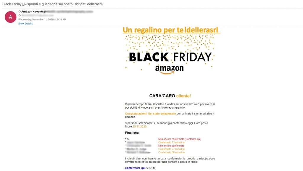 Email de phishing d’Amazon