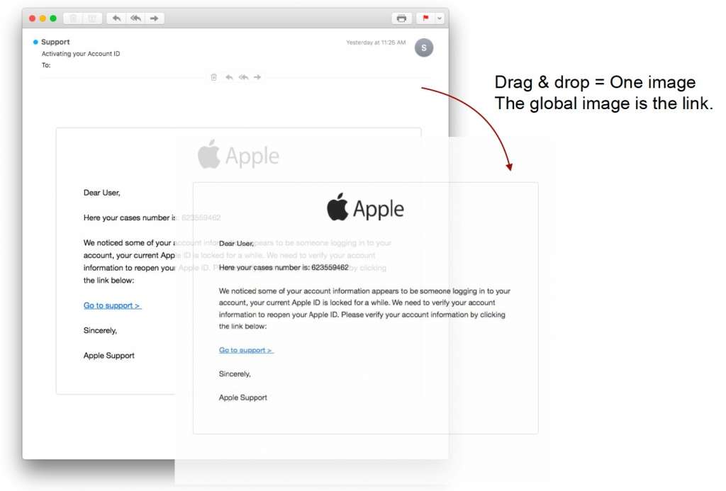 Email de phishing Apple