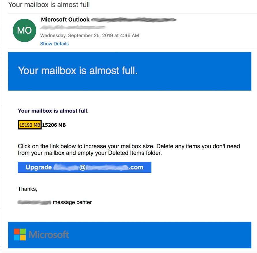 Microsoft phishing email