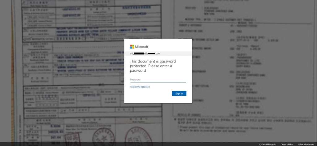 Microsoft phishing form