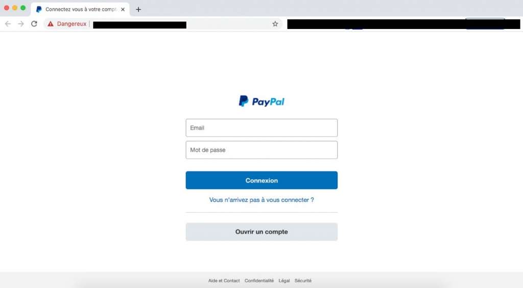 Page de phishing PayPal avec favicon
