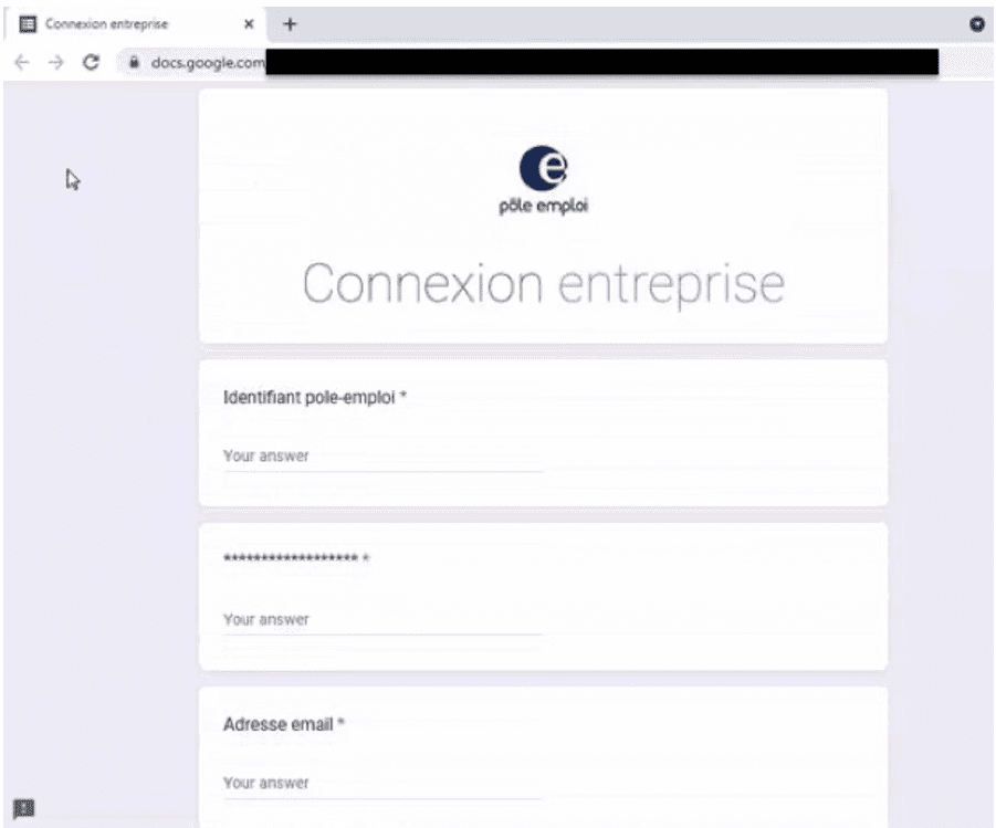 Sécurité email - email de phishing Pôle Emploi